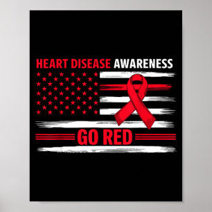 Gehen Sie Rot Herzerkrankung Amerikanische Flagge  Poster
