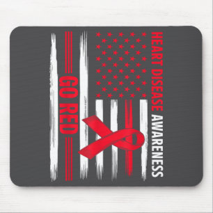 Gehen Sie Rot Herzkrankheit Amerikanische Flagge H Mousepad
