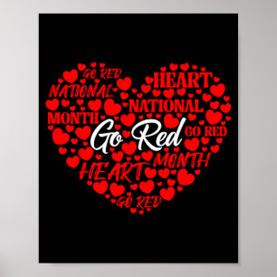Gehen Sie Rot Herzkrankheit Bewusstsein Rot Band H Poster