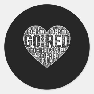 Gehen Sie Rot Word Art Herz Herzkrankheit Awarenes Runder Aufkleber