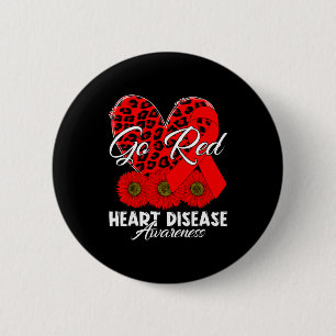 Gehen Sie Roter Leopard Herz Roter Band & Sonnenbl Button
