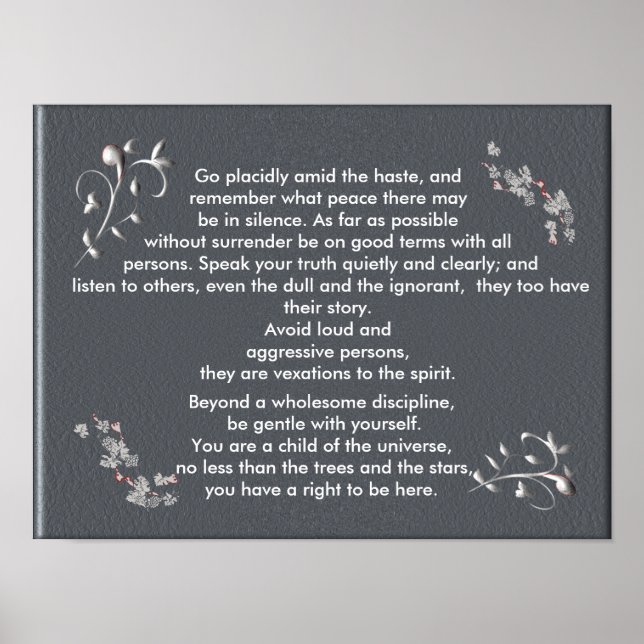 Gehen Sie ruhig und in der Eile - Kunstdruck Poster (Vorne)