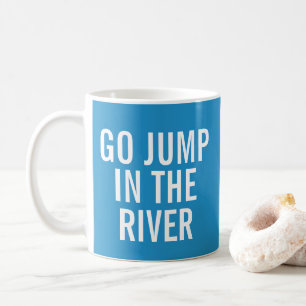 Gehen Sie springen in Blau und Weiß Kaffeetasse