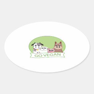 Gehen Sie vegan Ovaler Aufkleber