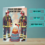 Gehen Sie weg vom Cake Funny Fireman Geburtstag Karte<br><div class="desc">Benötigen Sie eine einzigartige Geburtstagskarte für den tapferen Feuerwehrmann von Ihnen? Diese großartige Karte ist einzigartig und farbenfroh und bietet Feuerwehrleute, die die Kerzen auf einen Geburtstagskuchen legen wollen. Es folgt eine herzliche Botschaft. Im Inneren haben wir genau die richtige Botschaft geschrieben, um mit dem Moment zu sprechen, aber Sie...</div>