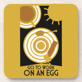 Gehen Sie zur Arbeit an einer Ei-Wall-Kunst Getränkeuntersetzer