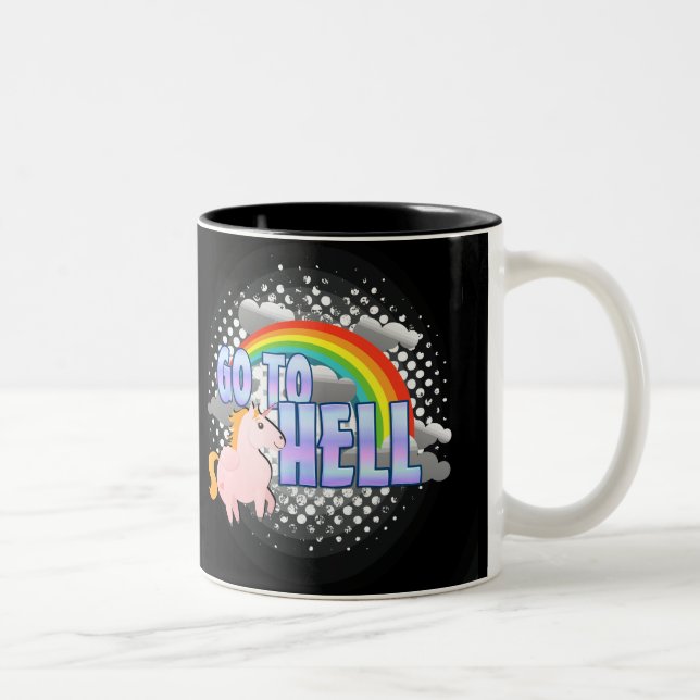 GEHEN Sie zur HÖLLE Regenbogen Unicorn-Tasse Zweifarbige Tasse (Rechts)