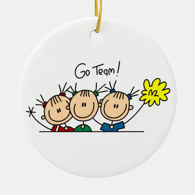 Gehen Team-Cheerleader-T - Shirts und Geschenke Keramikornament (Vorne)