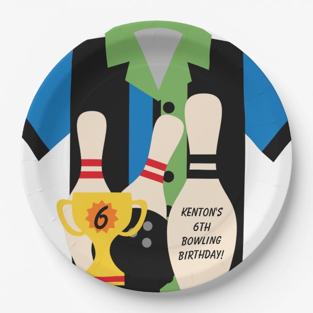 Gehen wir Bowling Birthday Paper Teller (Vorderseite)