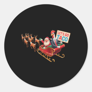 Gehen wir Taco - Funny Sleigh Ride mit dem Weihnac Runder Aufkleber