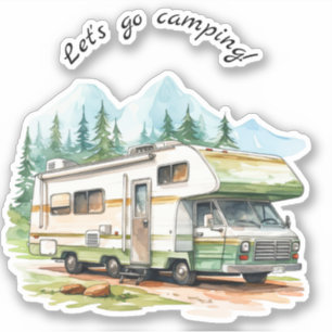 Gehen wir zu Camping Retro RV Camper Aufkleber