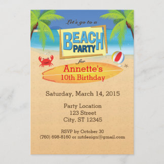 Gehen wir zu einer Party Einladung am Strand