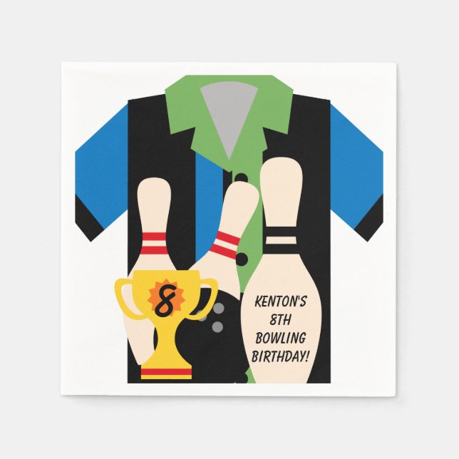 Gehen wir zum Bowling von Custom Birthday Paper Na Serviette (Vorderseite)