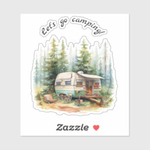 Gehen wir zum Retro-Camper im Camping Aufkleber