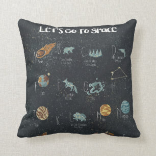 Gehen wir zum Space Alphabet Poster Kissen