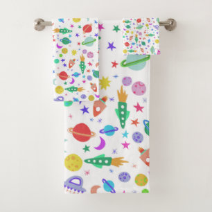 Gehen wir zum "Space White Pattern UFO" Badhandtuch Set