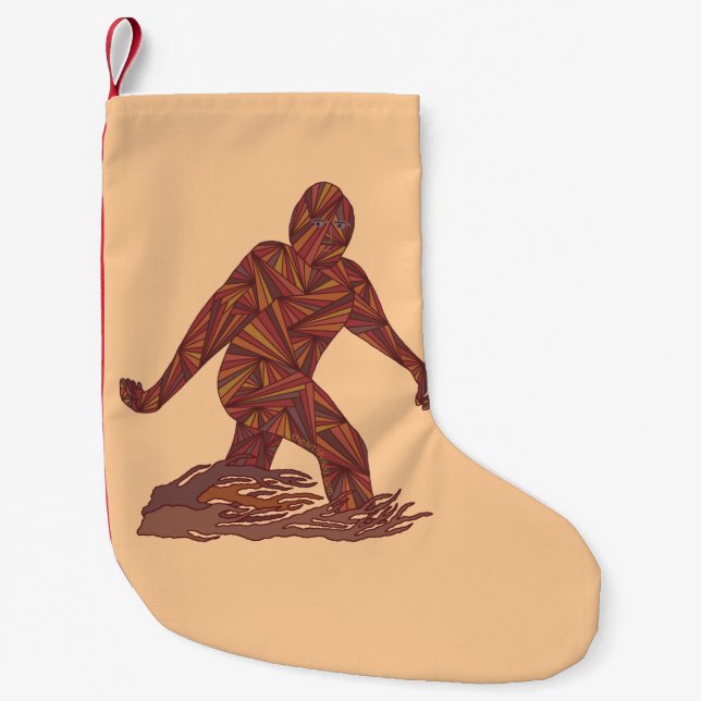 Gehende Sasquatch kleine Single-Seite Z Bigfoot Kleiner Weihnachtsstrumpf (Vorderseite)