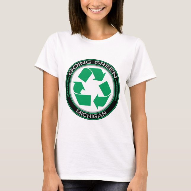 Gehendes Grün recyceln Michigan T-Shirt (Vorderseite)