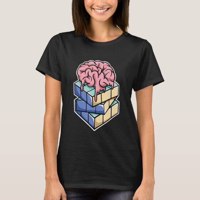 Gehirn auf Puzzle Cube Speed Cubing Cuber's T-Shirt (Vorderseite)