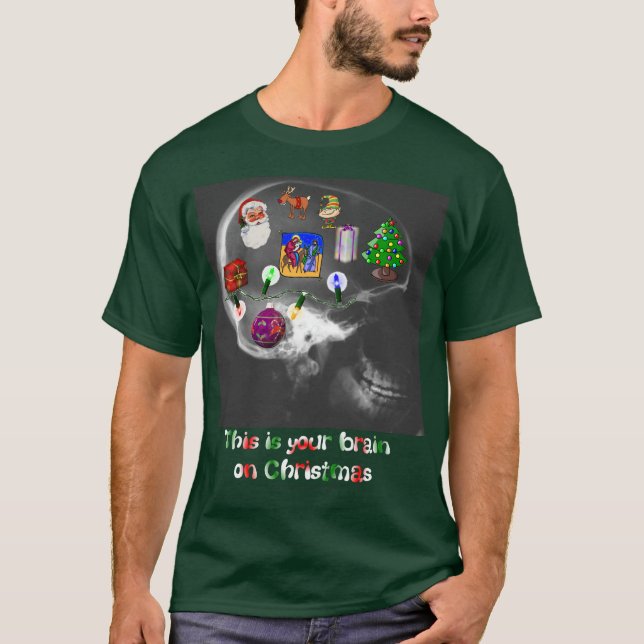 Gehirn auf Weihnachten T-Shirt (Vorderseite)