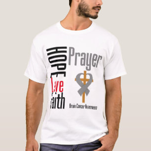 Gehirn-Krebs-Hoffnungs-Liebe-Glauben-Gebets-Kreuz T-Shirt