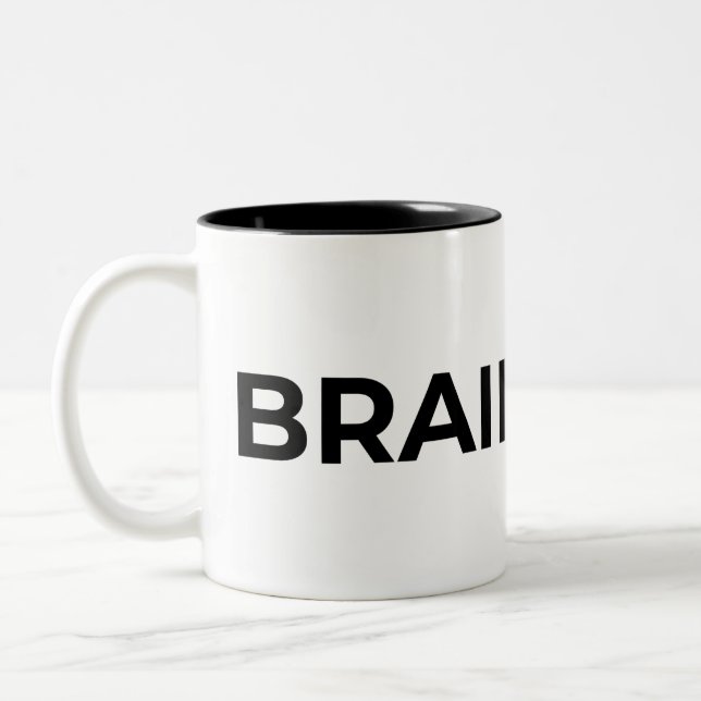 Gehirn Voll Minimalistisch Typografischer Zweifarb Zweifarbige Tasse (Links)