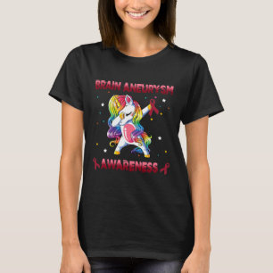Gehirnaneurysm-Awareness Unicorn Dabbing Burgund T-Shirt