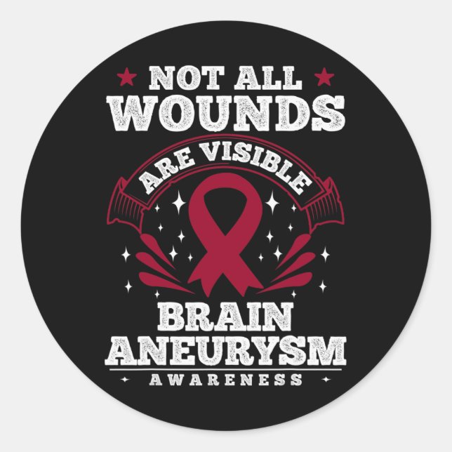 Gehirnaneurysma-Aufklärungsgeschenk - nicht alle W Runder Aufkleber (Vorderseite)