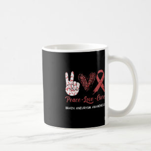 Gehirnaneurysma Awareness Peace Liebe Cure Leopard Kaffeetasse