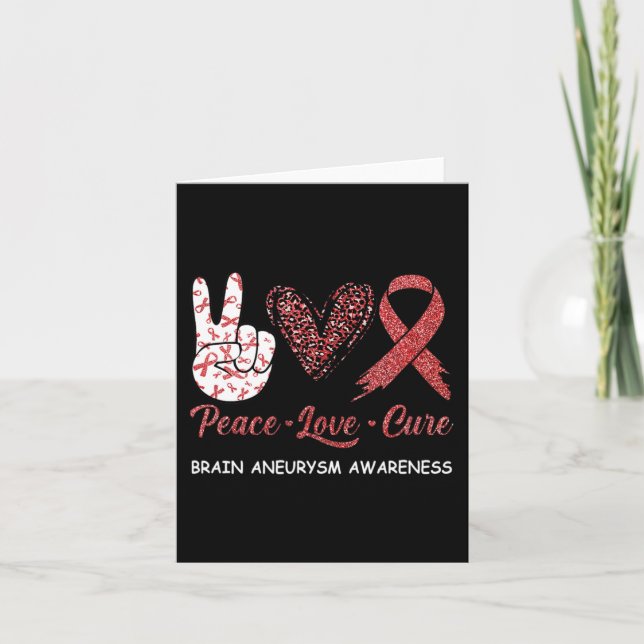 Gehirnaneurysma Awareness Peace Liebe Cure Leopard Karte (Vorderseite)