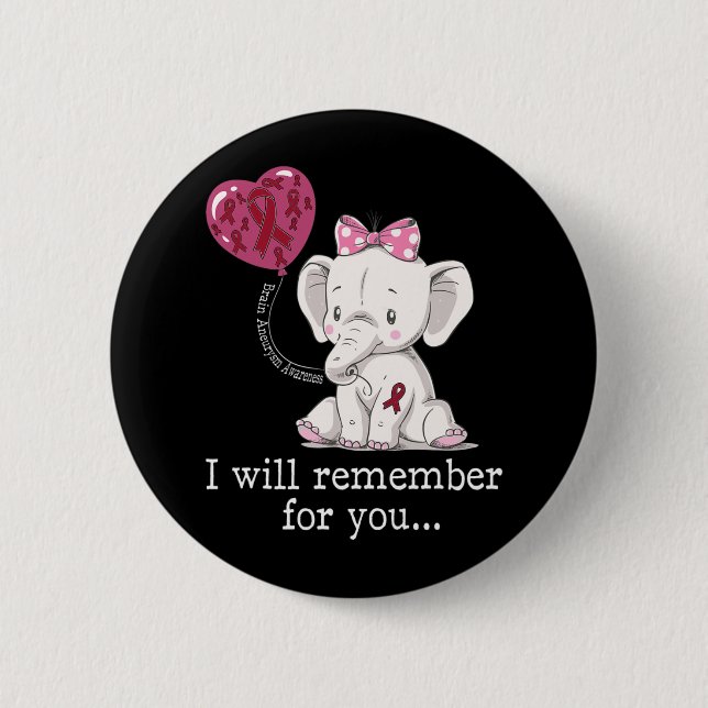 Gehirnaneurysma-Bewusstsein Elefant Button (Vorderseite)