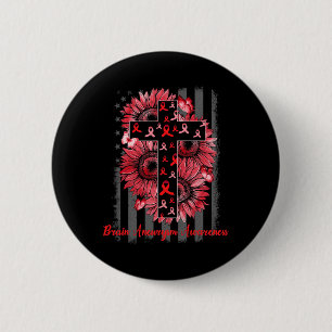 Gehirnaneurysma-Bewusstsein Sonnenblumen-Kriegerun Button