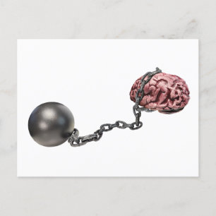 Gehirne mit Ball und Kette Postkarte