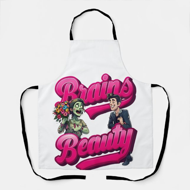 Gehirne & Schönheit - Design des Zombie-Spaßes Schürze (Vorderseite)