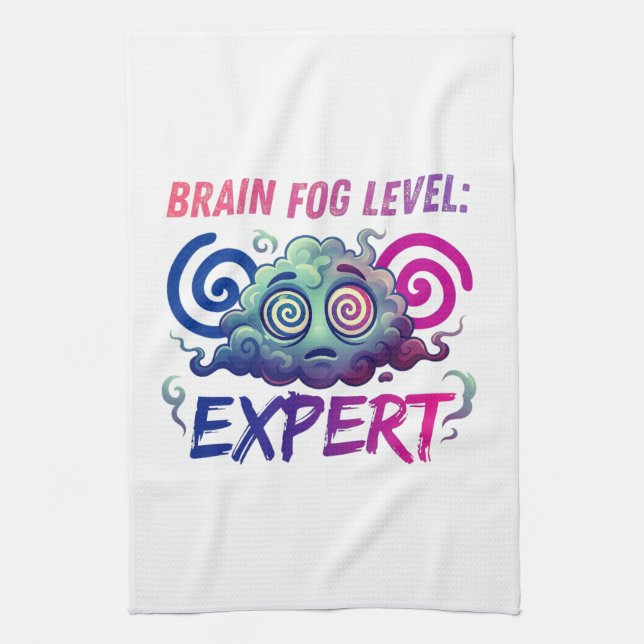 Gehirnnebel-Level: Experte – Perimenopause-Humor Geschirrtuch (Vertikal)