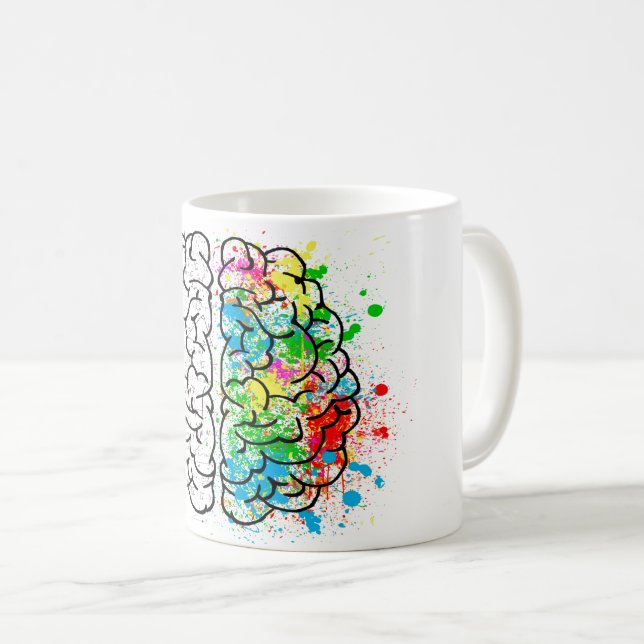 Gehirnpsychologie zeichnend Idee Kaffeetasse (VorderseiteRechts)