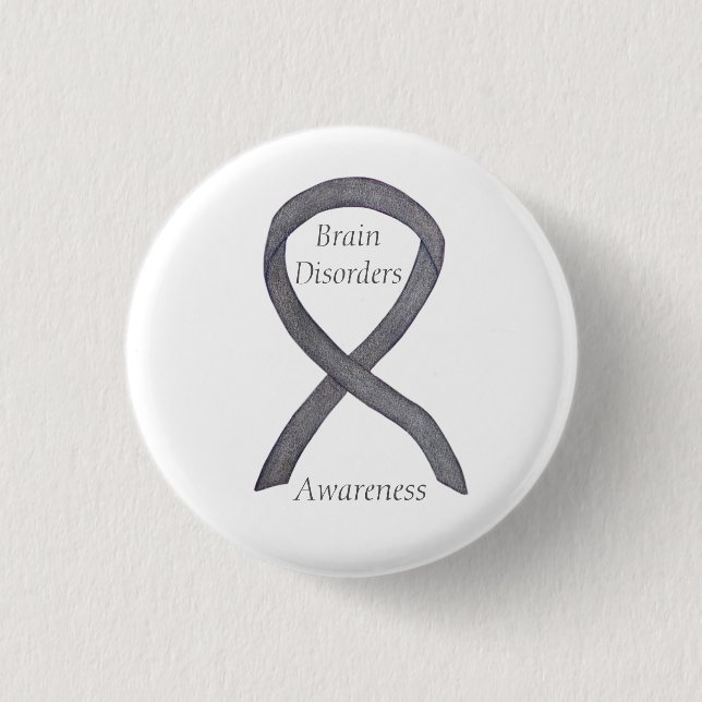 Gehirnstörungen Silver Awareness Ribbon Custom But Button (Vorderseite)