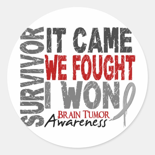 Gehirntumor-Überlebende Es kam, dass wir kämpften  Runder Aufkleber (Vorderseite)