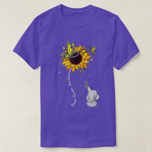 Gehirntumorbewusstsein Sonnenblumen Elefanten Männ T-Shirt (Design vorne)