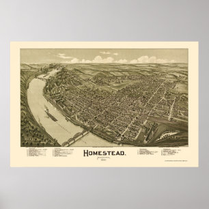Gehöft, panoramische Karte PAs - 1902 Poster