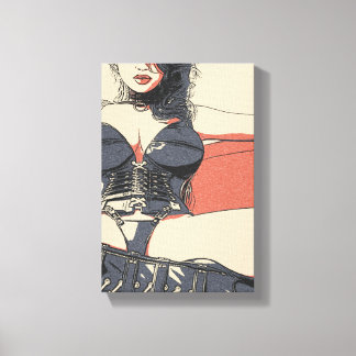Gehorchen, JETZT! Sexy Mistress Girl aus Latex Kos Leinwanddruck