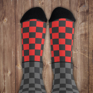Gehörlos Wilder Karo grau auf grau Socken