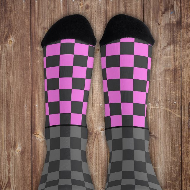 Gehörlos Wilder Karo grau rosa Socken (Von Creator hochgeladen)