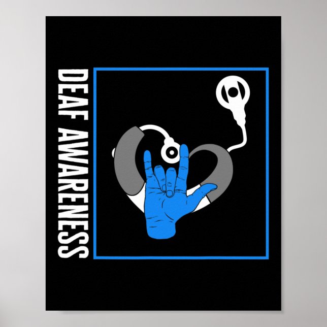 Gehörlose Bewusstsein Tod Cochlear Implant ASL H Poster (Vorne)