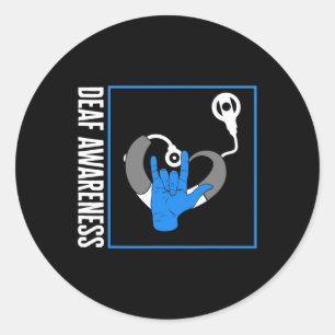 Gehörlose Bewusstsein Tod Cochlear Implant ASL H Runder Aufkleber