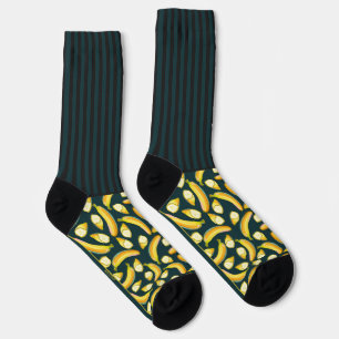 Gehörlose Streifen mit Bananen, auf Grün Socken