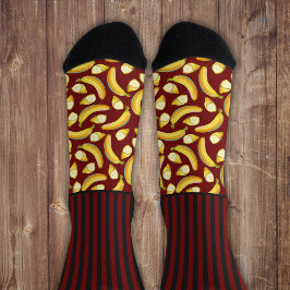 Gehörlose Streifen mit Bananen, rot Socken