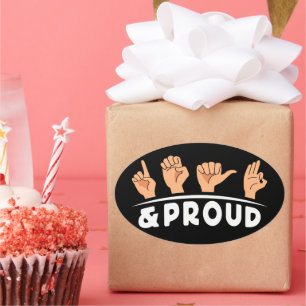 Gehörlose und stolze Tote erfassen Zeichensprache Ovaler Aufkleber