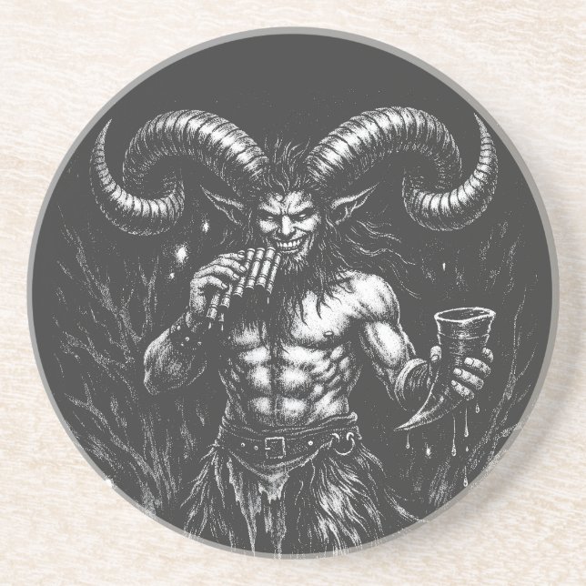 Gehörnter Wintersatyr — von BurnsInHell Getränkeuntersetzer (Vorne)
