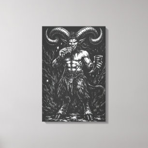 Gehörnter Wintersatyr — von BurnsInHell Leinwanddruck